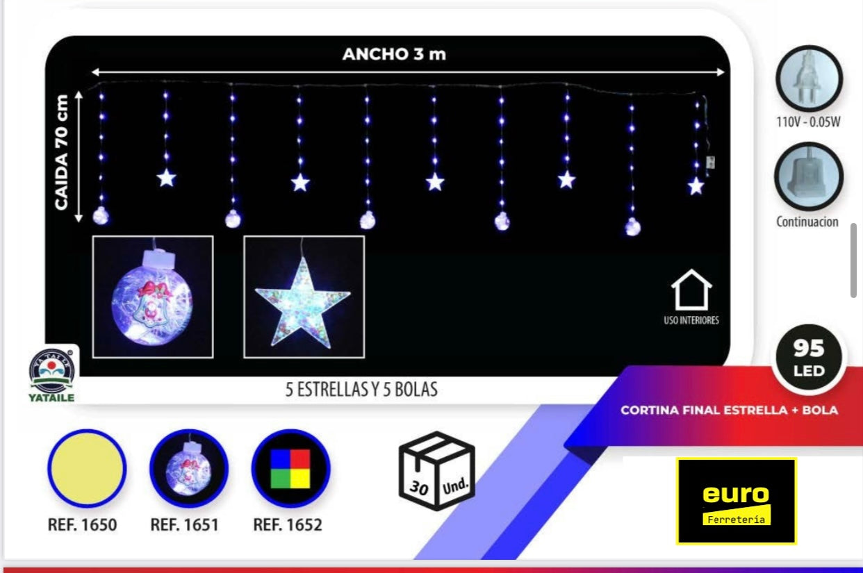 Luces navideñas, cortinas con figuras