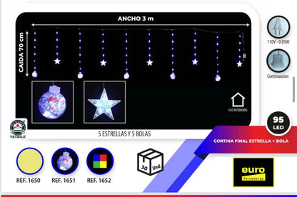 Luces navideñas, cortinas con figuras