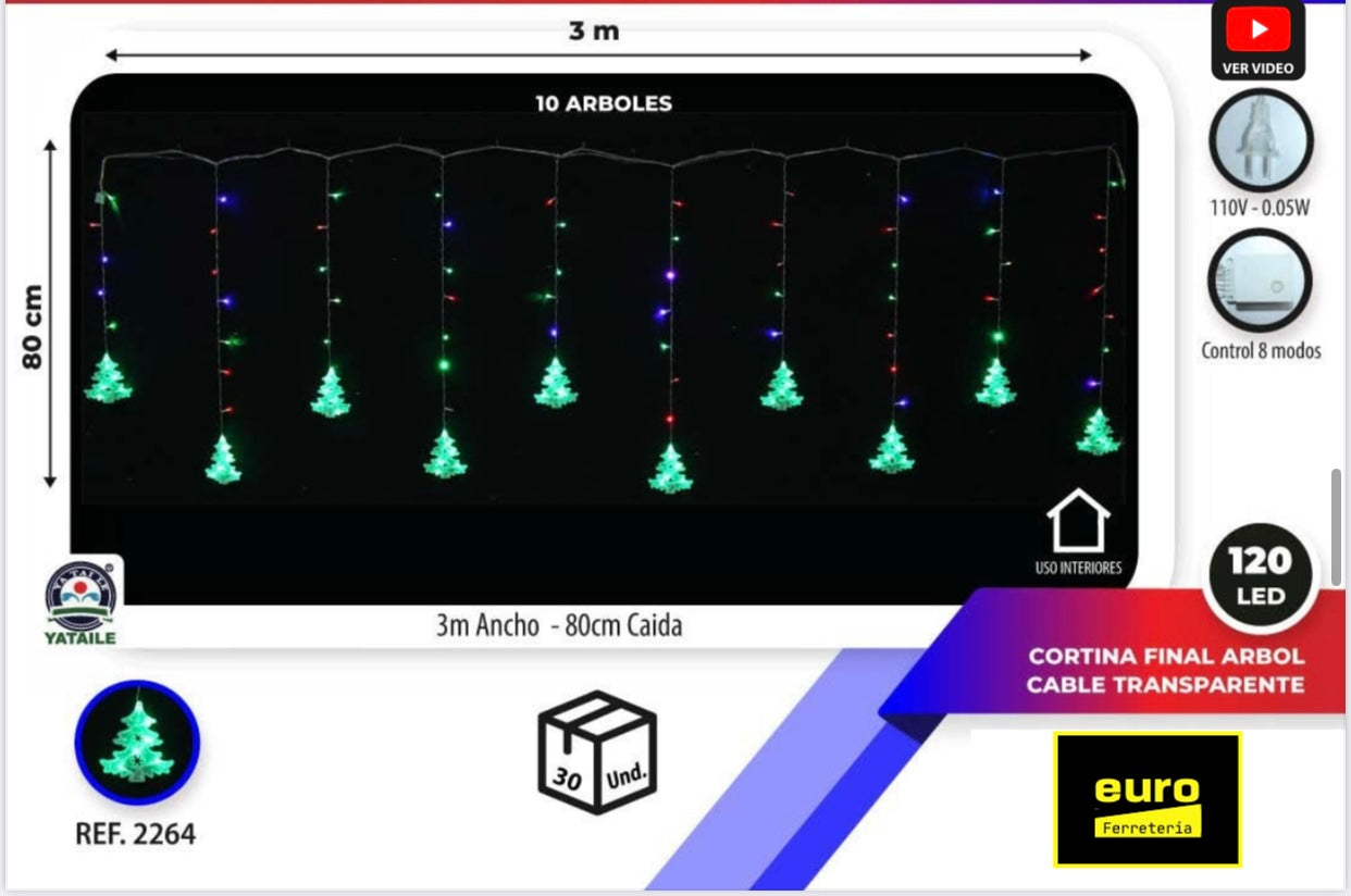 Luces navideñas, cortinas con figuras
