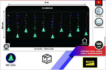 Luces navideñas, cortinas con figuras