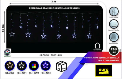 Luces navideñas, cortinas con figuras