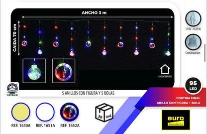 Luces navideñas, cortinas con figuras
