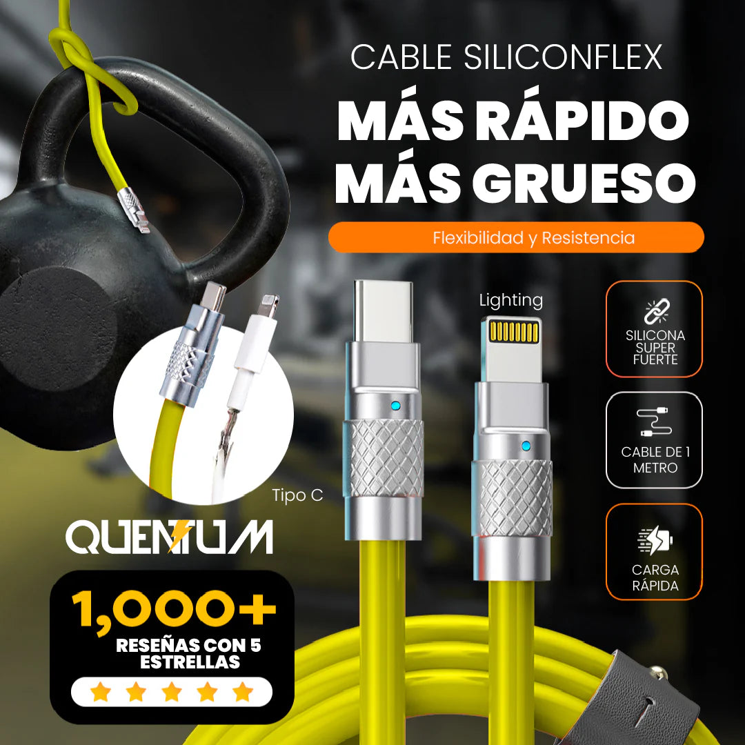 SET X 3 CABLES SILICONFLEX CARGA RÁPIDA