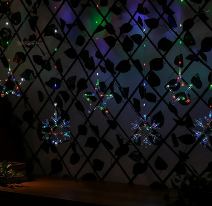 Cortina De Luces Estrella Y Copos Luces