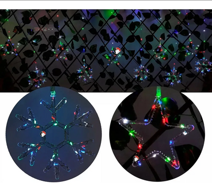 Cortina De Luces Estrella Y Copos Luces