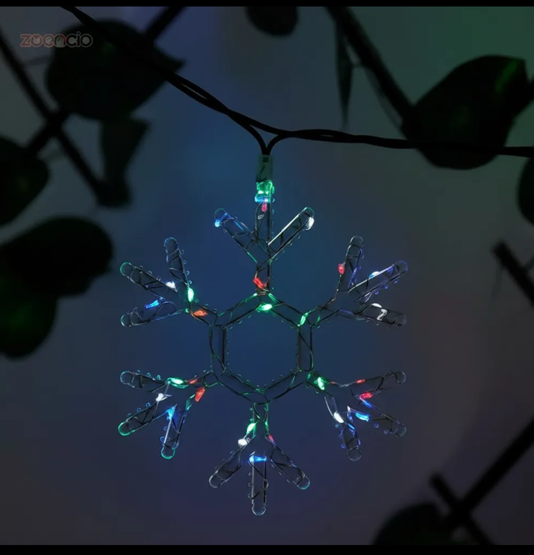 Cortina De Luces Estrella Y Copos Luces