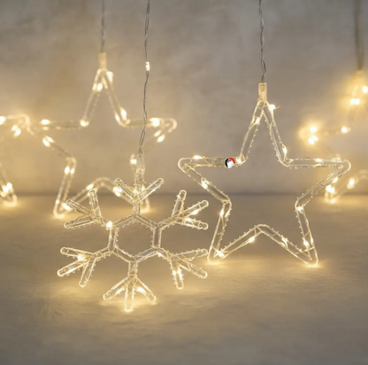 Cortina De Luces Estrella Y Copos Luces