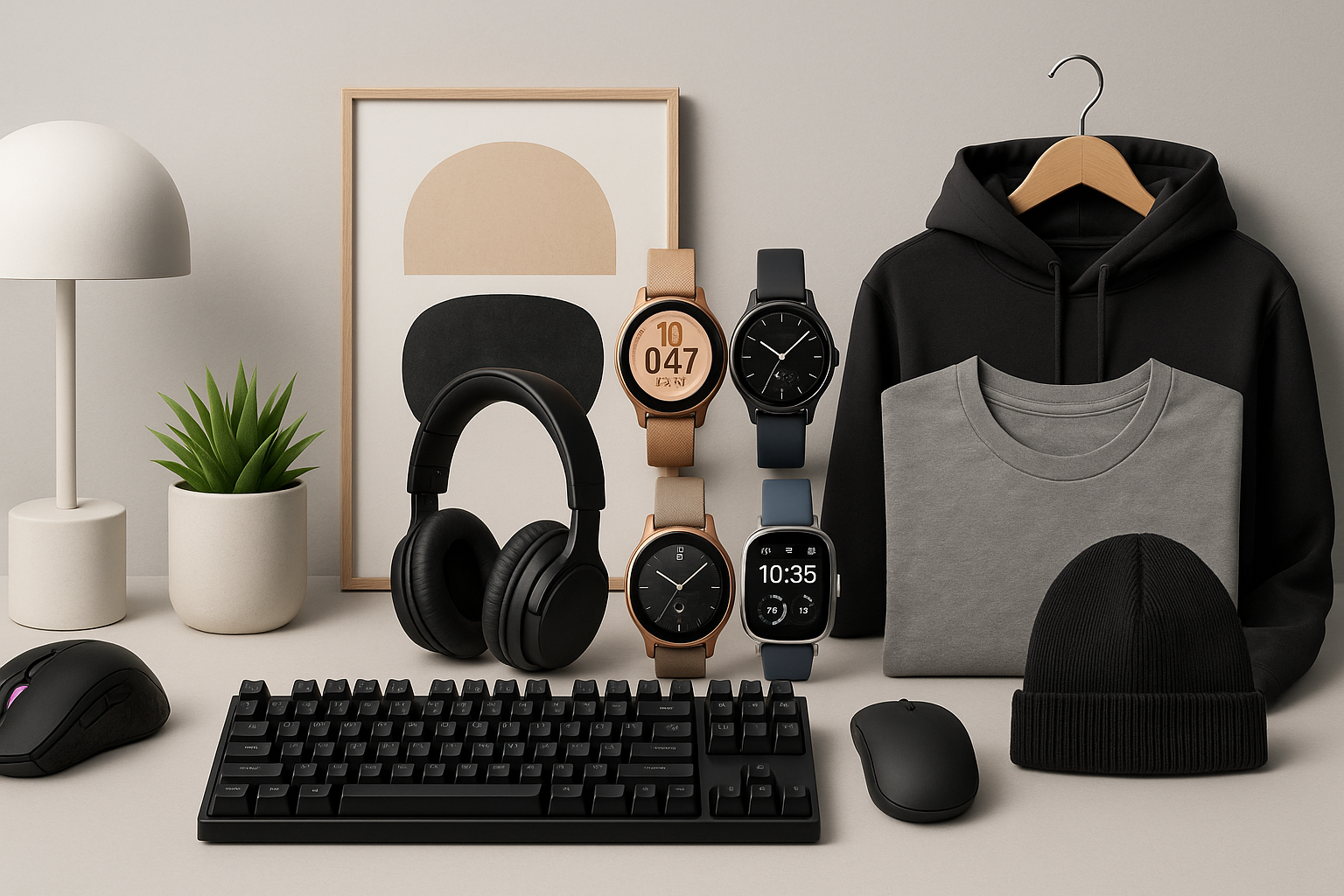 puedes generar una imagen en donde pueda exponer gadgest para pc, relojes inteligentes, decoracion y ropa pero con la condicion que le des una relacion de imagen de 16:9 o menor para colocarlo en un banner 